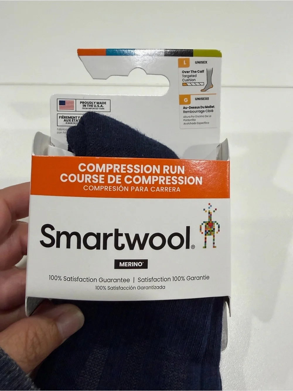 SmartWool Men's Large Run Targeted Cushion Compression Socks Navy Blue NWT